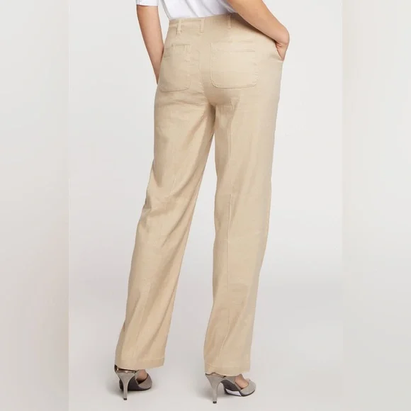 NWT- NYDJ Marilyn Straight Linen Pants in Feather